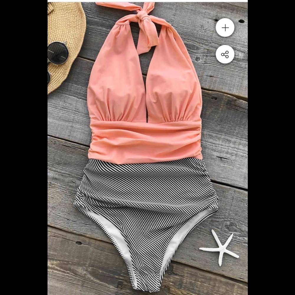 Cupshe pink halter one piece suit. - Picture 1 of 2